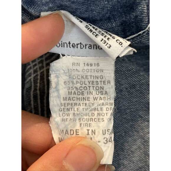 Vintage Pointer Brand Jeans Mens 36x34 Work Heavy Cotton Denim Blue Made in USA - Picture 9 of 14